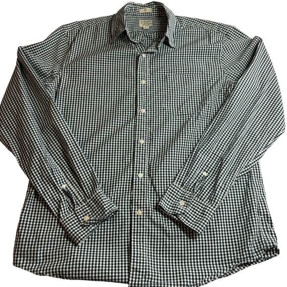 Sewn For J Crew Secret Wash Shirt Mens Navy Blue Gingham Slim Fit Size Large - Picture 1 of 7